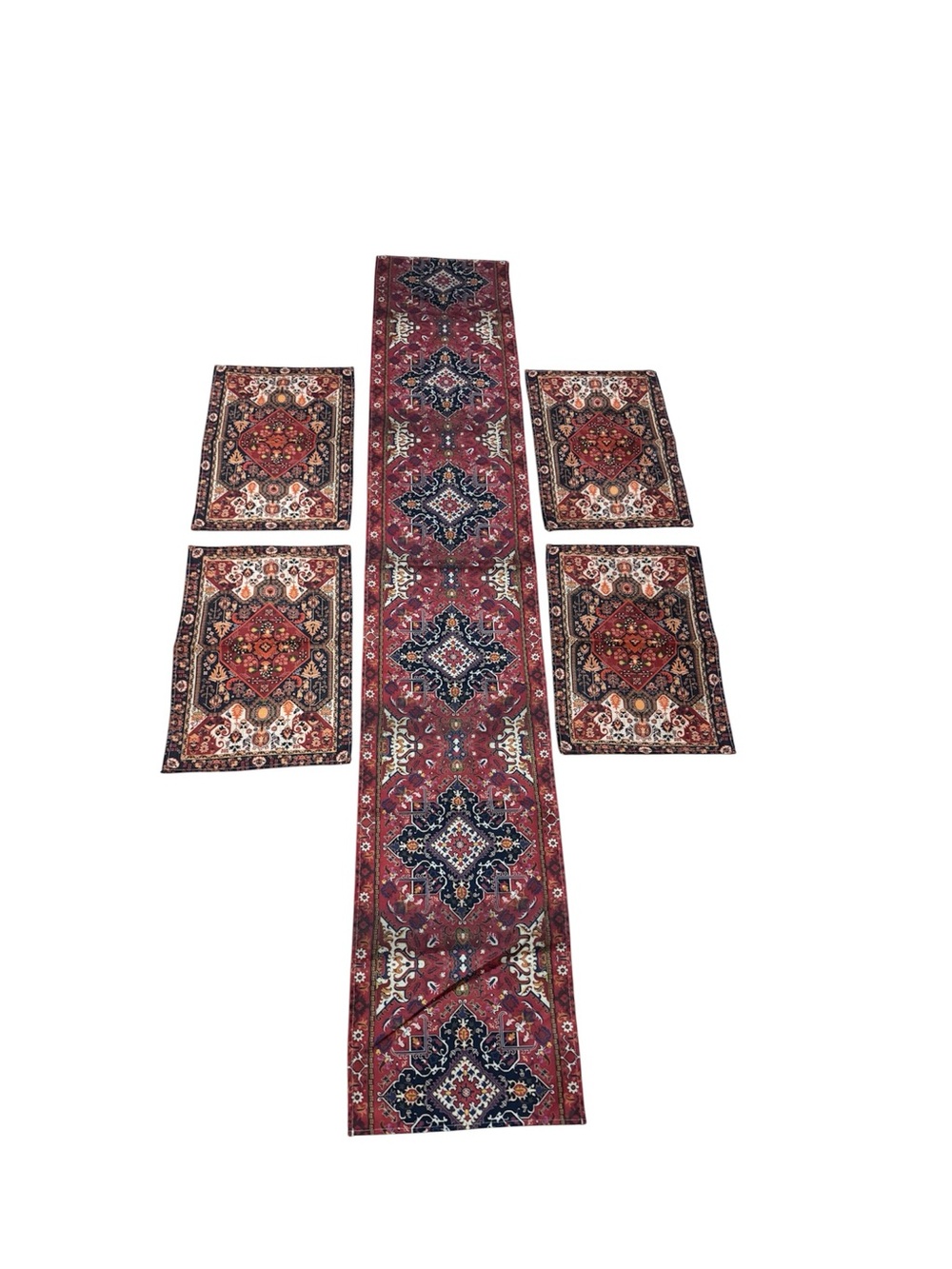 Bohemian style table  Runner and 4 placemats set